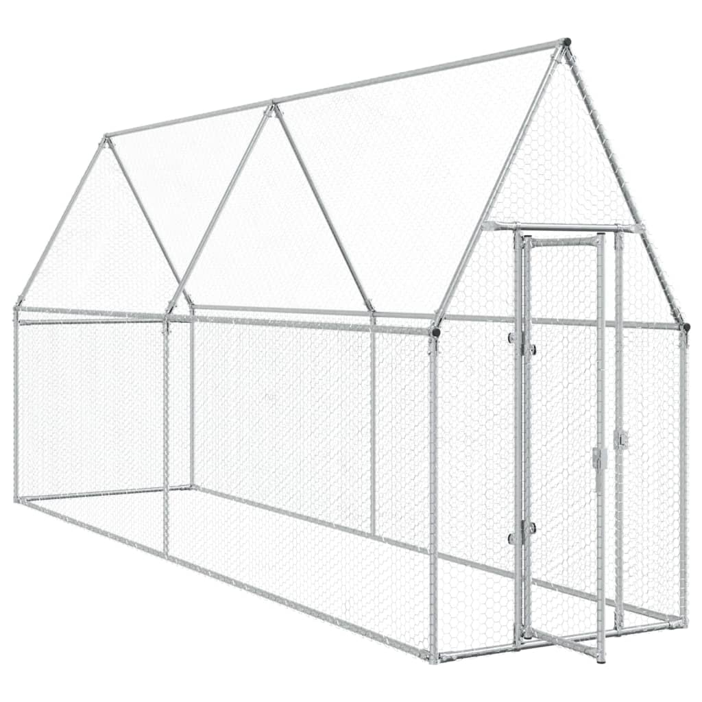 Vidaxl Chicken Coop 400x100x190 cm Galvaniserat stål silverfärgat