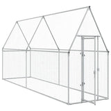 Vidaxl Chicken Coop 400x100x190 cm de acero galvanizado de color plateado