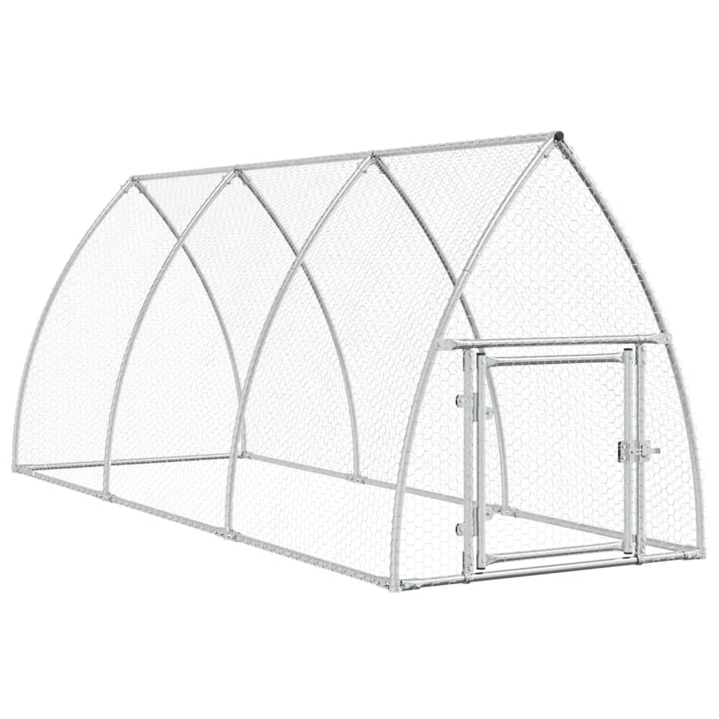 Vidaxl Chicken Coop 300x105x120 cm verzinkter Stahl silberfarben