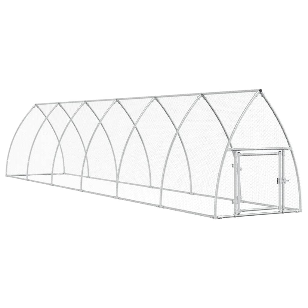 Vidaxl Chicken Coop 600x105x120 cm verzinkter Stahl silberfarben