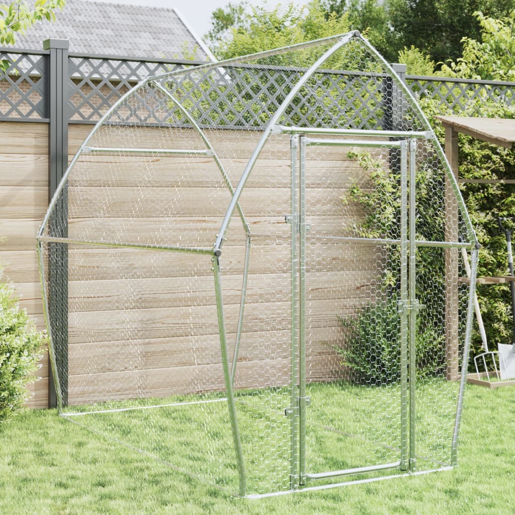 Vidaxl Chicken Coop 200x1055x182 cm de acero galvanizado de color plateado