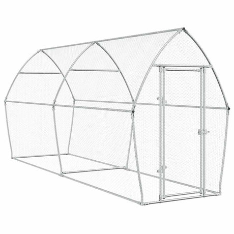 Vidaxx Hühnerstall 400x105x182 cm verzinkter Stahl silberfarben