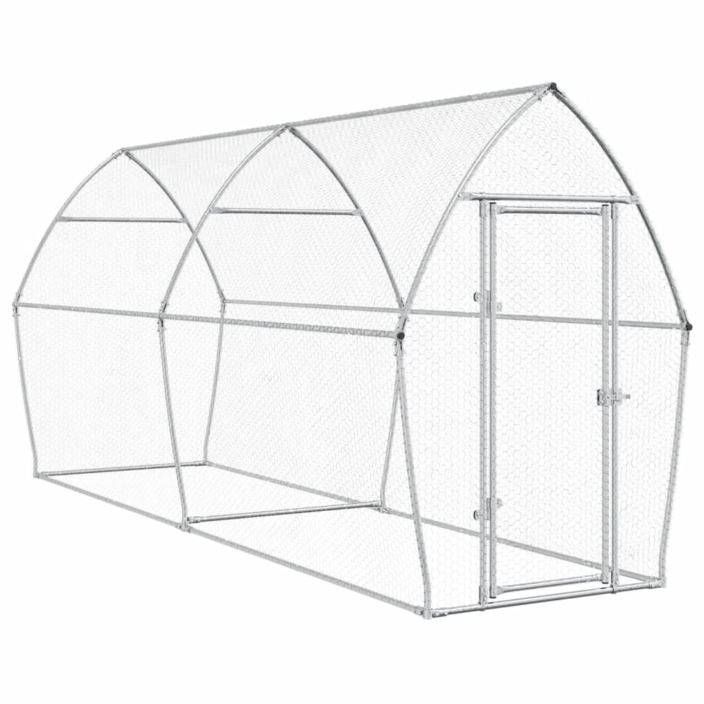 Vidaxl Chicken Coop 400x105x182 cm galvaniseret stål sølvfarvet