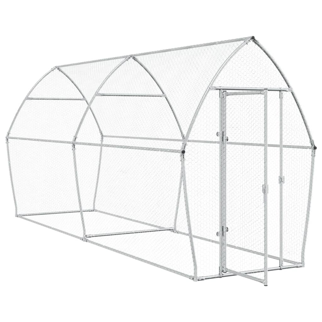 Vidaxl Chicken Coop 400x105x182 cm verzinkter Stahl silberfarben