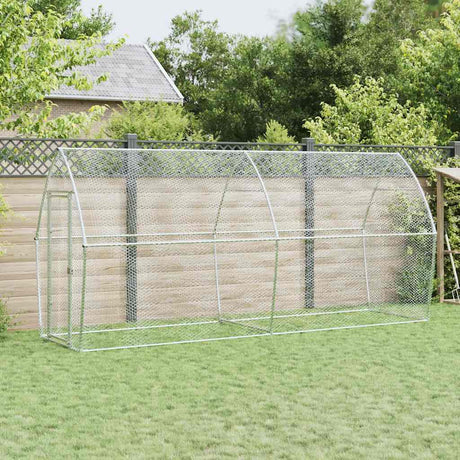 Vidaxx Hühnerstall 400x105x182 cm verzinkter Stahl silberfarben