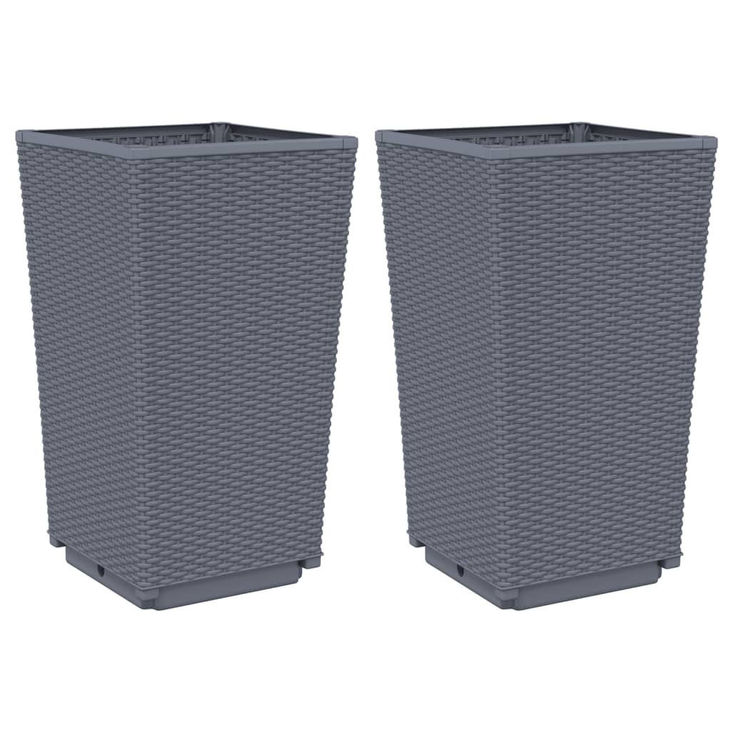 Vidaxl Planters 2 ST 32,5x32,5x57 cm Polipropen Grey