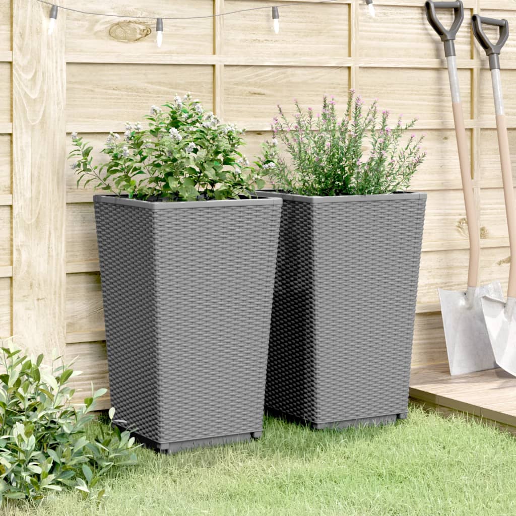 Vidaxl Planters 2 St 32.5x32.5x57 cm polypropen lysegrå