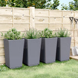 Vidaxl Planters 4 ST 32.5x32.5x57 cm Gray en polypropène