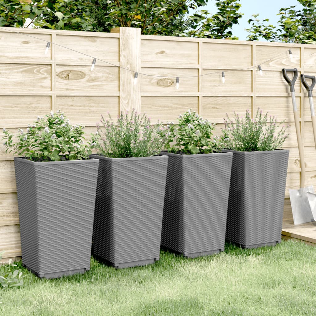 Vidaxl Planters 4 st 32.5x32.5x57 cm Polypropene light gray