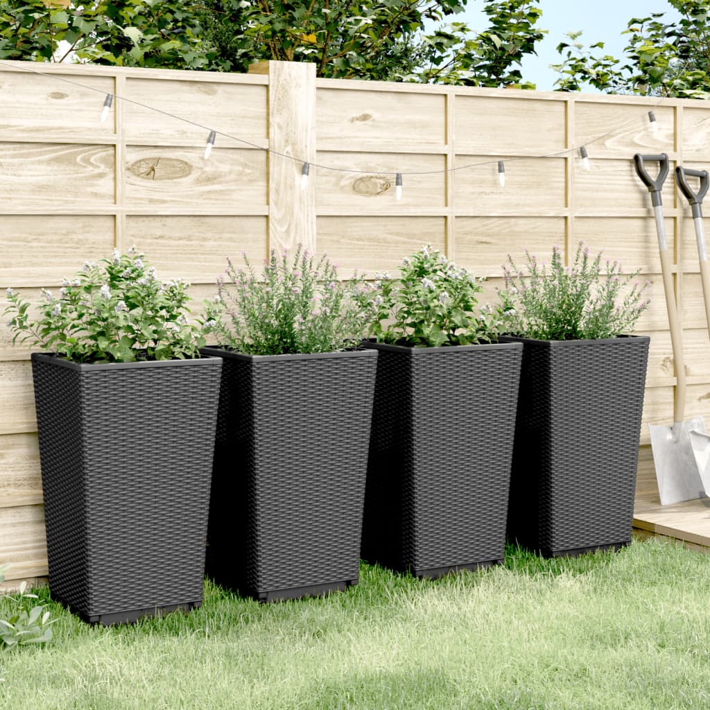 Vidaxl Planters 4 ST 32.5x32.5x57 cm Black en polypropène