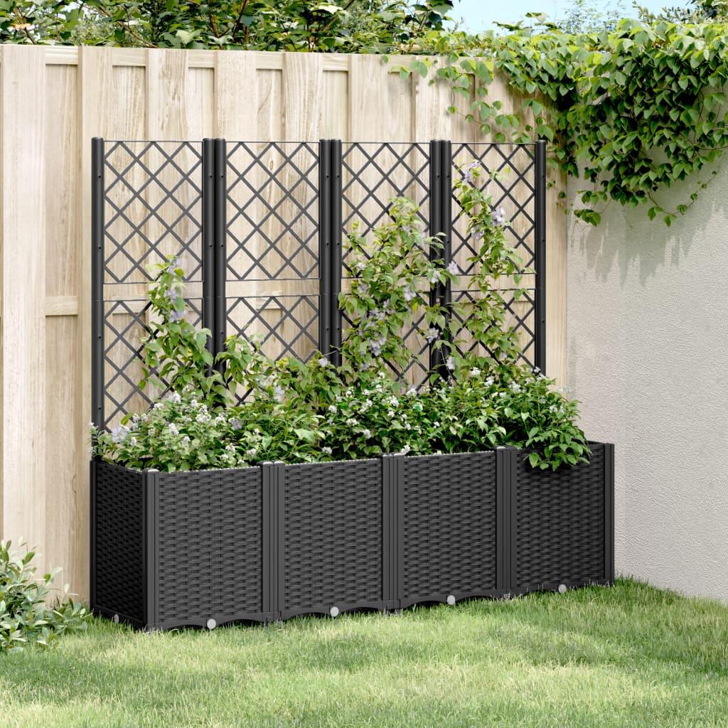 Vidaxx Pflanzgefäß mit Spalier 160x40x140 cm Polypropylen schwarz