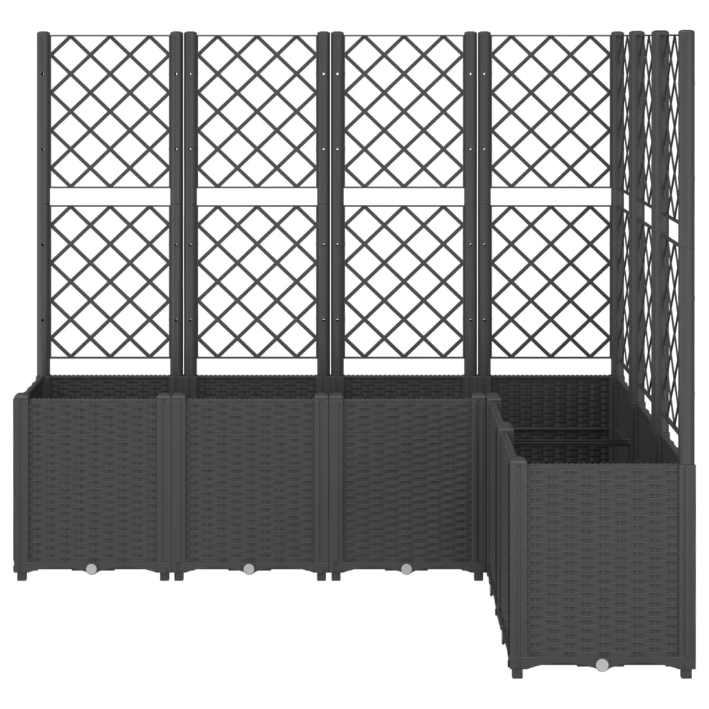 VidaXL Planter with Latwerk 160x120x140 cm Polypropene Black