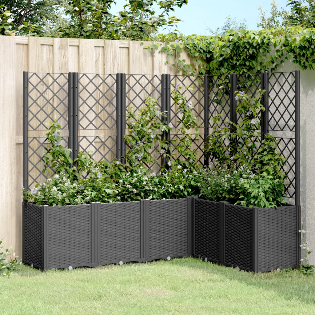 Jardinière Vidaxl avec latwerk 160x120x140 cm Black en polypropène