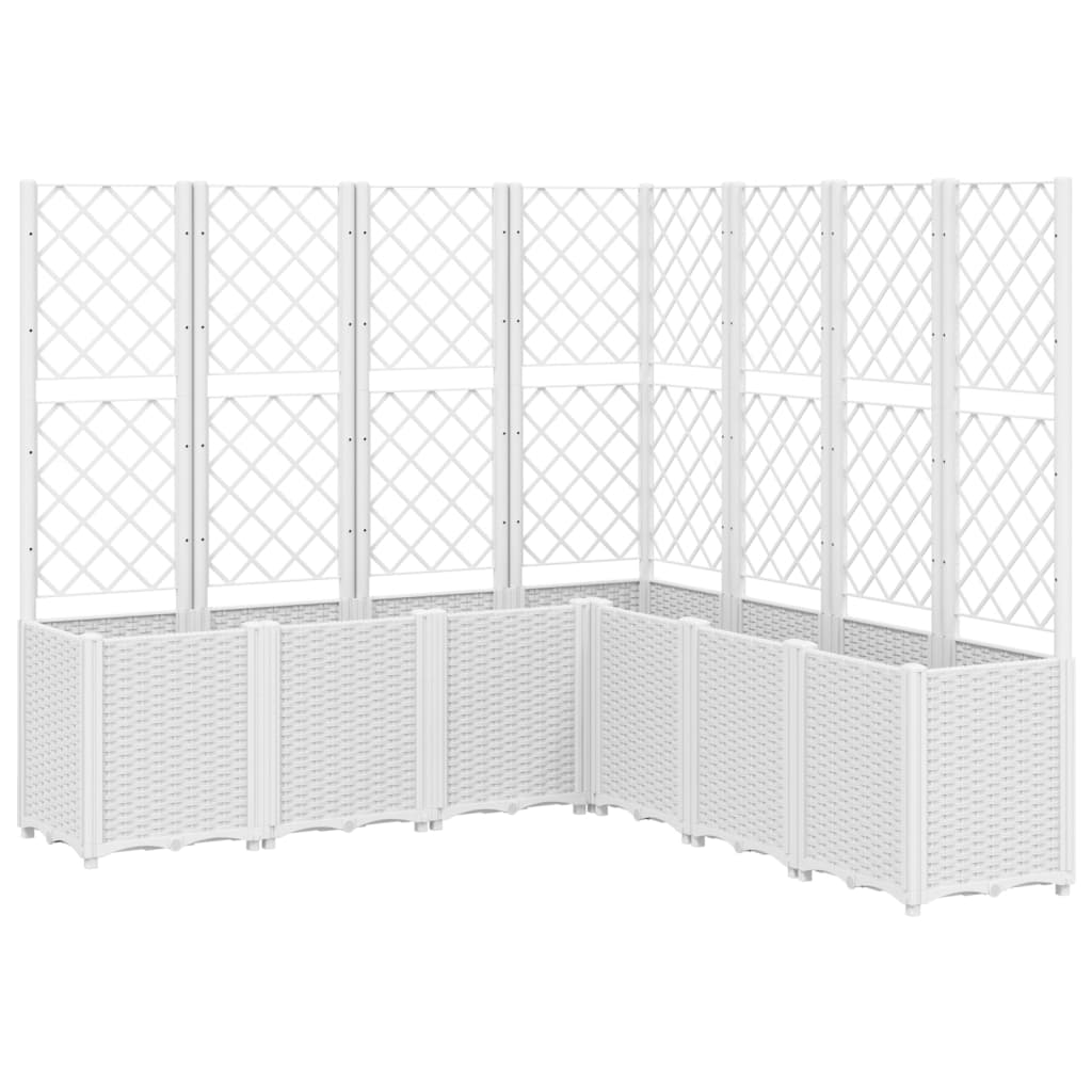 Jardinière Vidaxl avec latwerk 160x160x140 cm en polypropène blanc