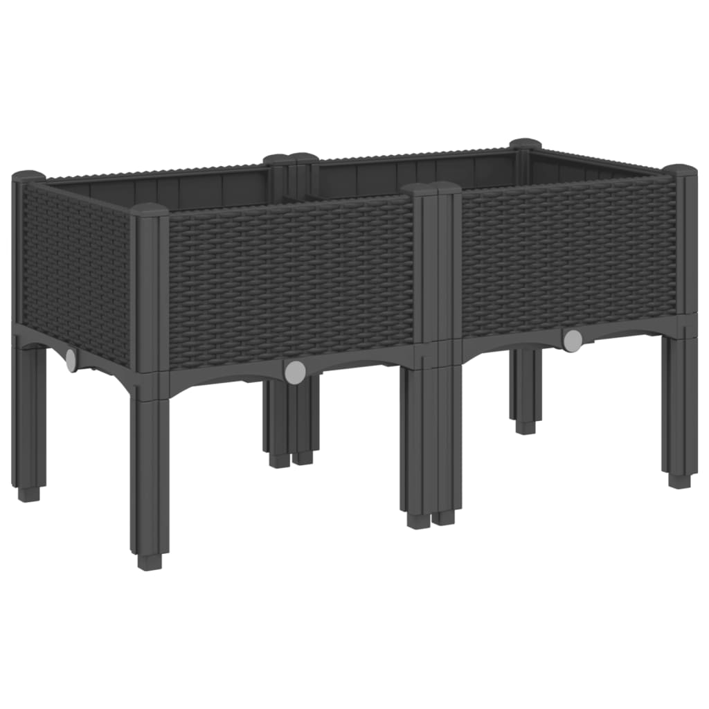 Caja de planificación Vidaxl con piernas 80x40x42 cm polipropeno negro