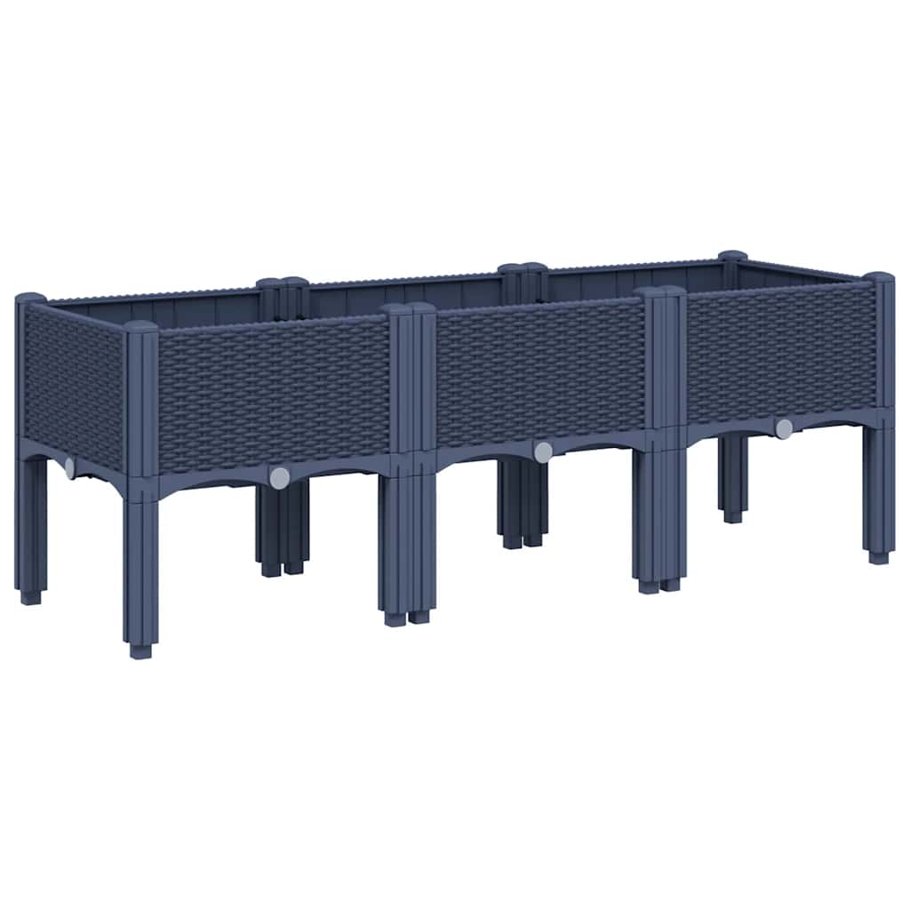 Vidaxx Pflanzgefäß mit Beinen 120x40x42 cm Polypropylen grau
