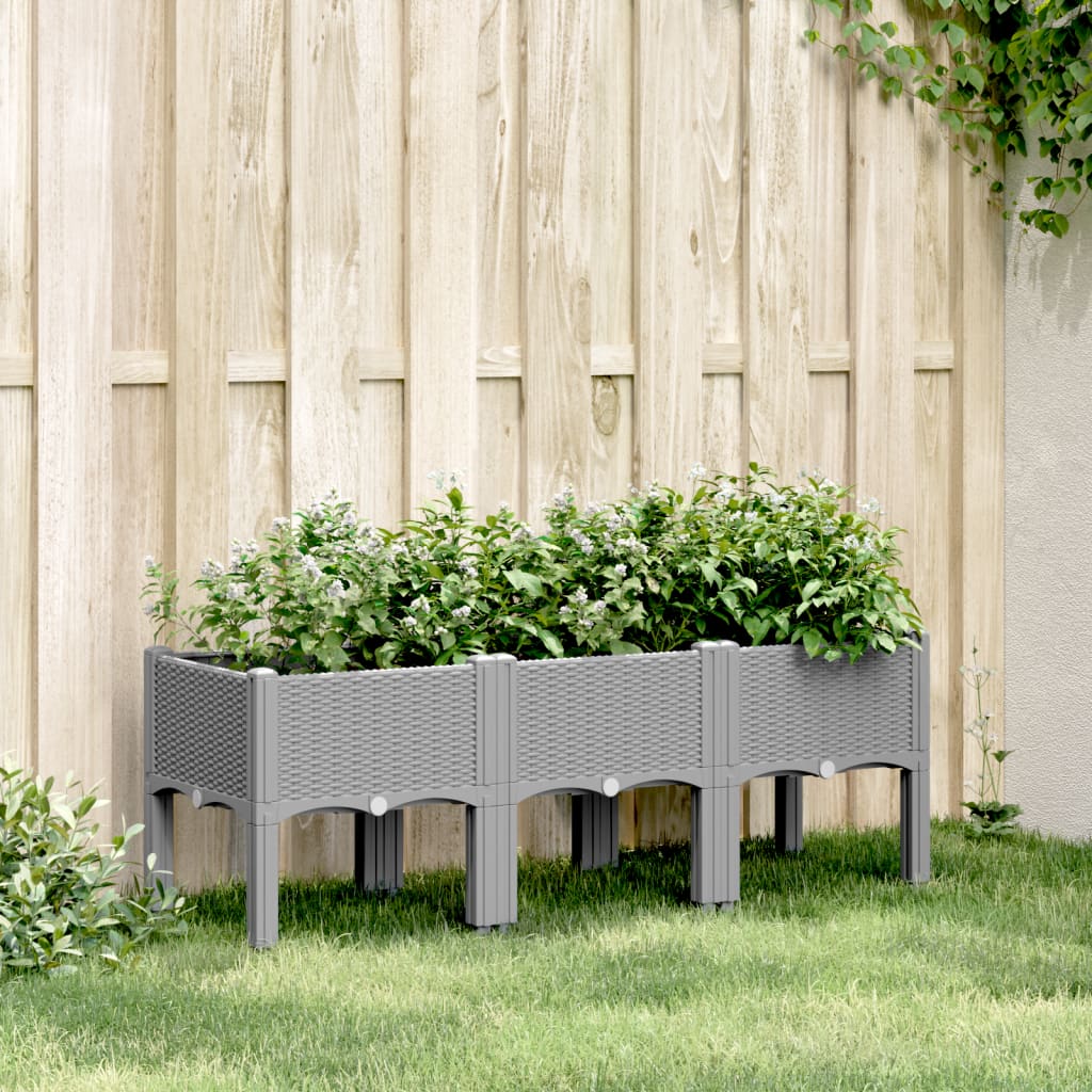 Jardinière Vidaxl avec jambes 120x40x42 cm en polypropène gris clair