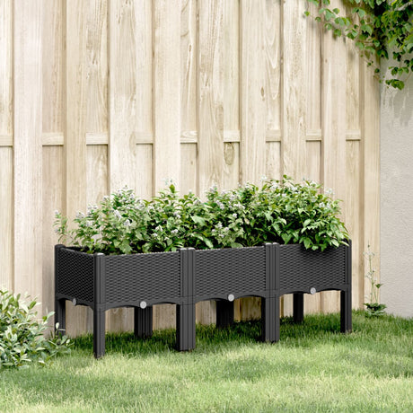 Vidaxx Pflanzgefäß mit Beinen 120x40x42 cm Polypropylen schwarz