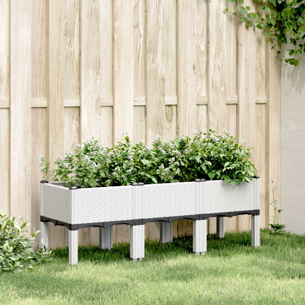 Jardinières Vidaxl avec des jambes 120x40x42 cm en polypropène blanc