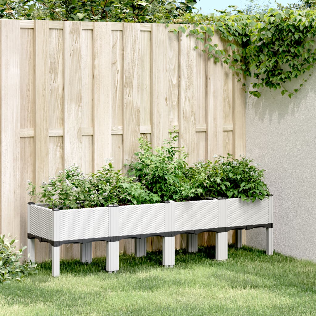 VidaXL Planter with legs 160x40x42 cm Polypropene white