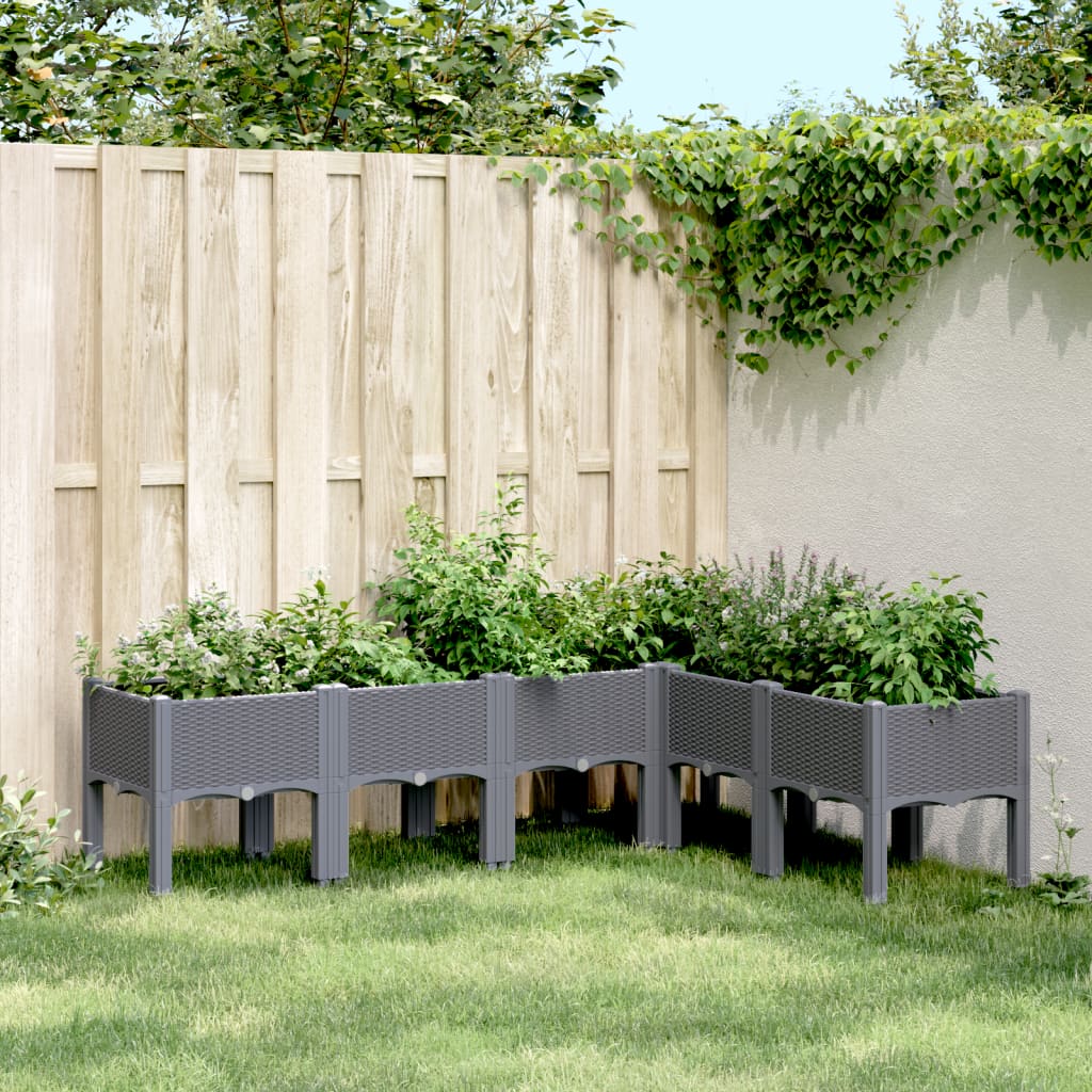 Jardinière Vidaxl avec des jambes 160x120x42 cm Gray en polypropène