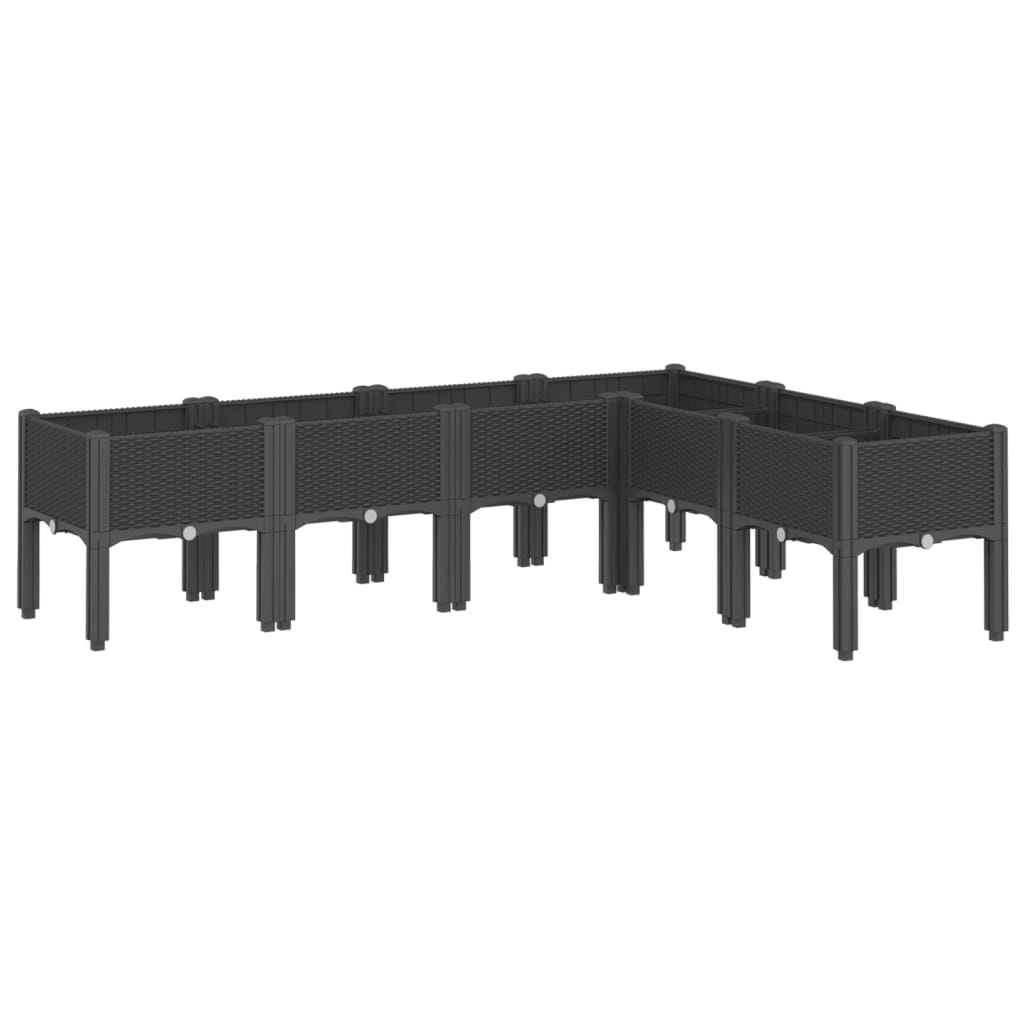 Vidaxx Pflanzgefäß mit Beinen 160x120x42 cm Polypropylen schwarz