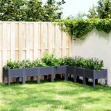Vidaxl plantenbak met poten 200x160x42 cm polypropeen blauwgrijs