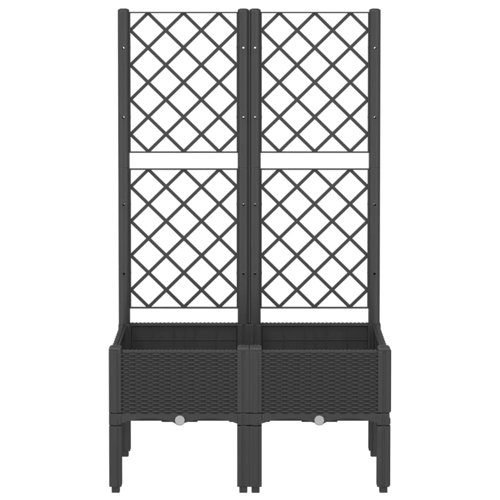 Jardinière Vidaxl avec latwerk 80x40x142 cm en polypropène noir