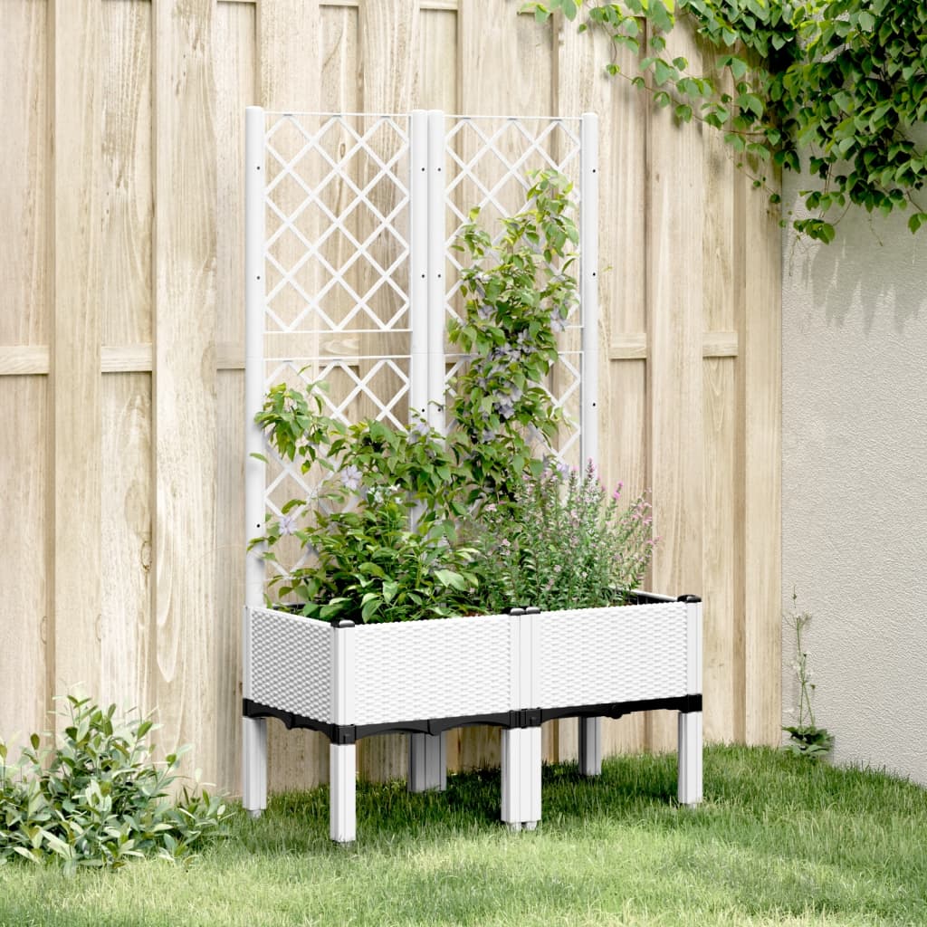 Vidaxl Plannet avec latwerk 80x40x142 cm en polypropène blanc