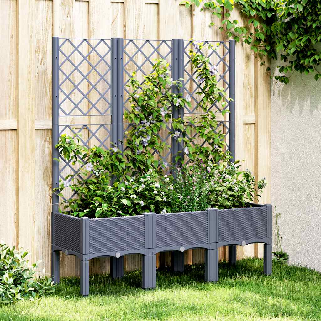 Vidaxx Pflanzgefäß mit Spalier 120x40x142 cm Polypropylen grau