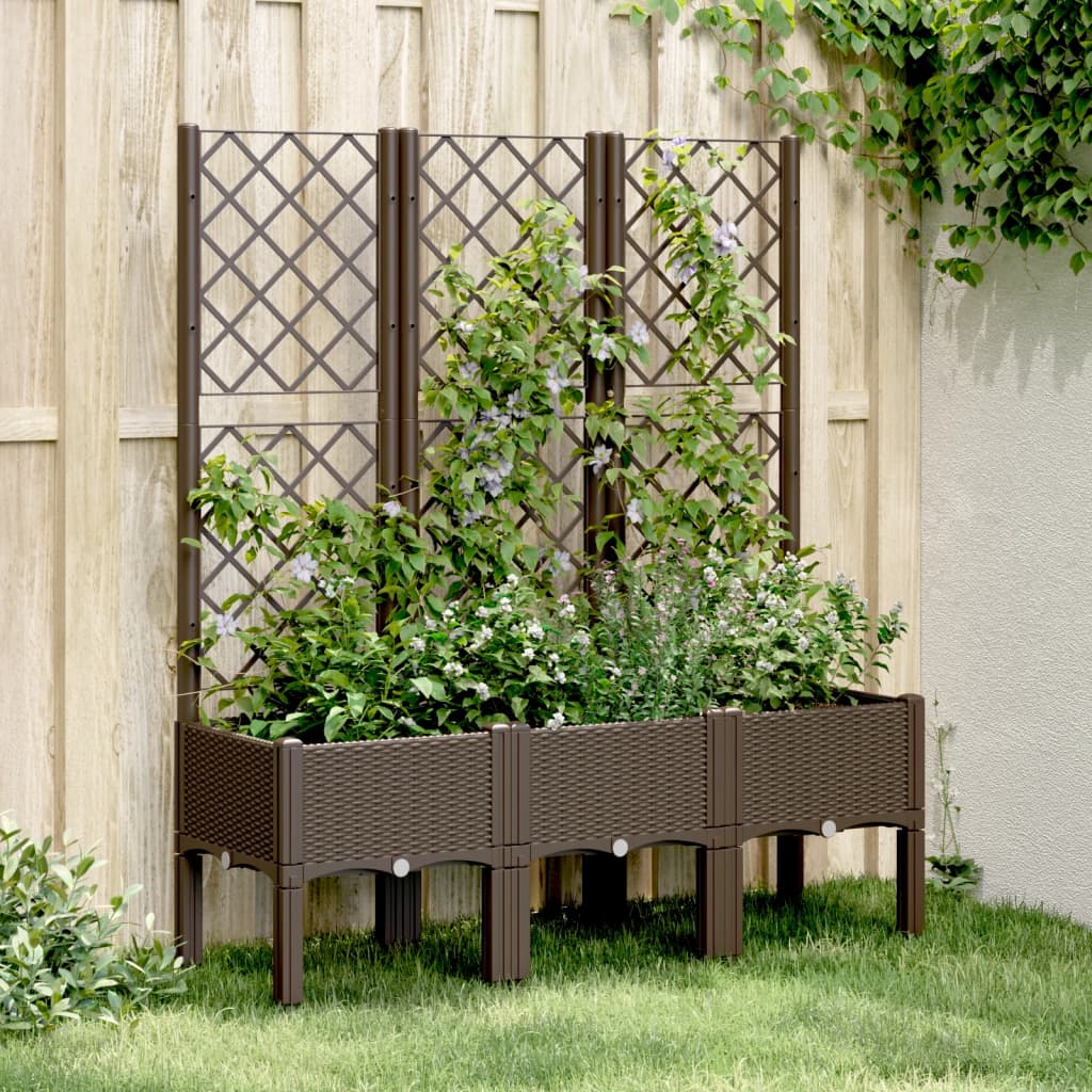 Vidaxx Pflanzgefäß mit Spalier 120x40x142 cm Polypropylen braun