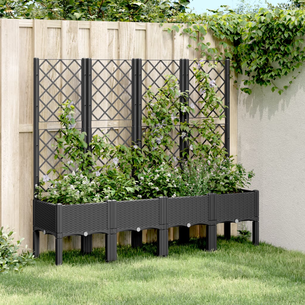 Vidaxx Pflanzgefäß mit Spalier 160x40x142 cm Polypropylen schwarz
