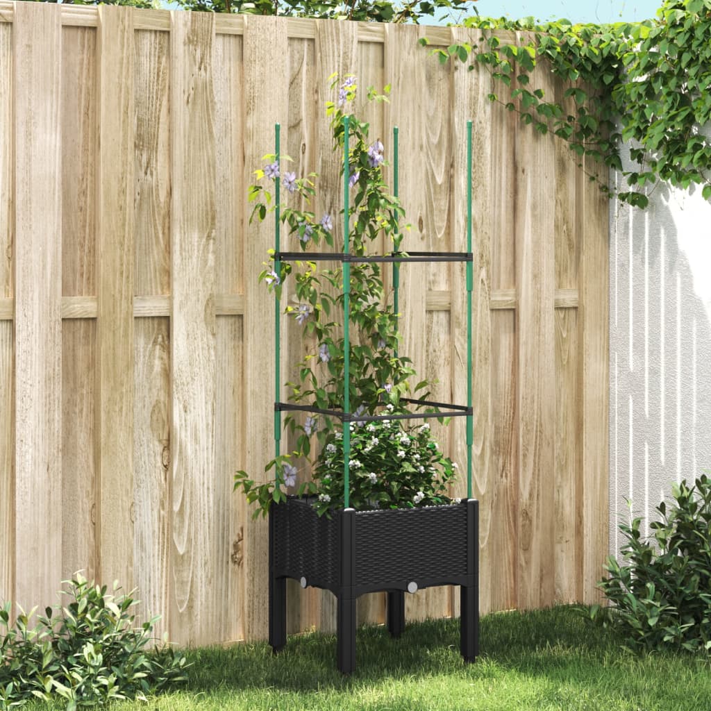 Vidaxx Pflanzgefäß mit Spalier 40x40x142,5 cm Polypropylen schwarz