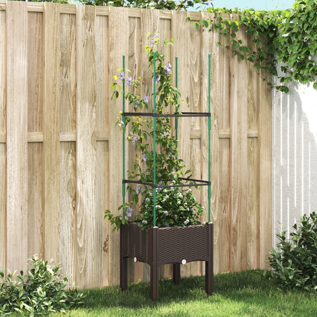 Vidaxx Pflanzgefäß mit Spalier 40x40x142,5 cm Polypropylen braun