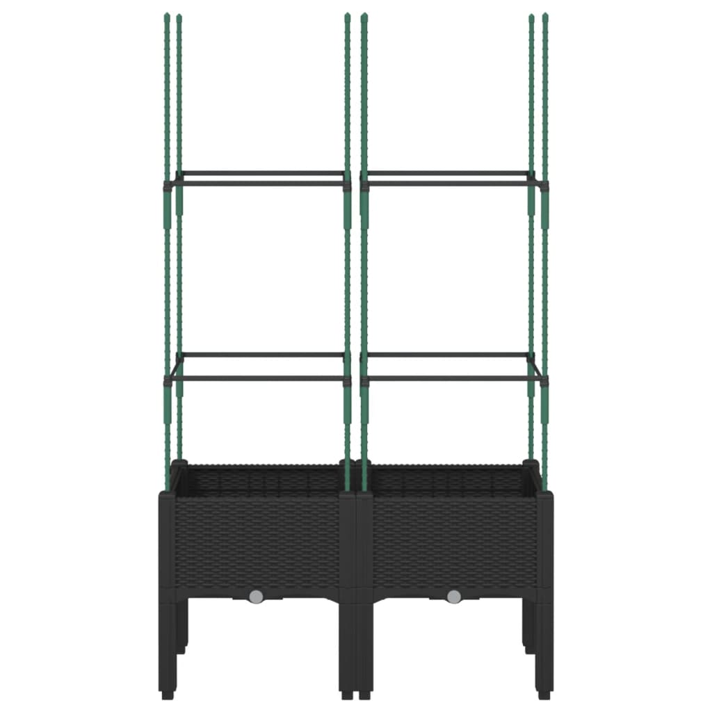 Vidaxl sadilnik z latwerk 80x40x142,5 cm polipropenska črna