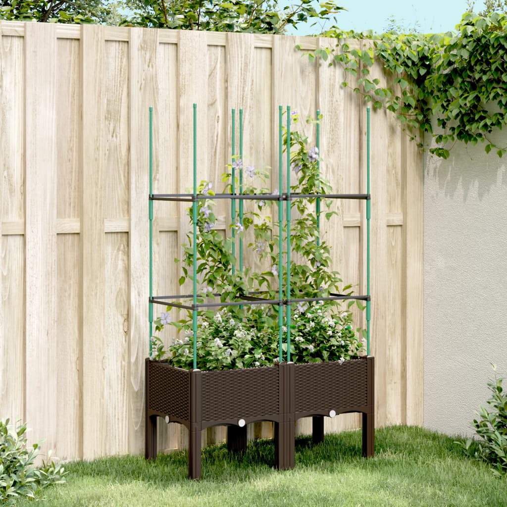 VidaXL Planter with Latwerk 80x40x142.5 cm Polypropene brown