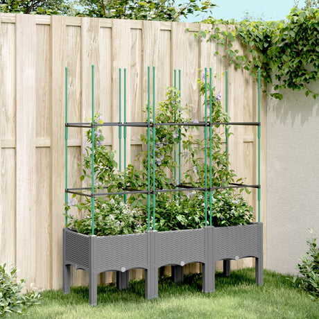Vidaxx Pflanzgefäß mit Spalier 120x40x142,5 cm Polypropylen hellgrau