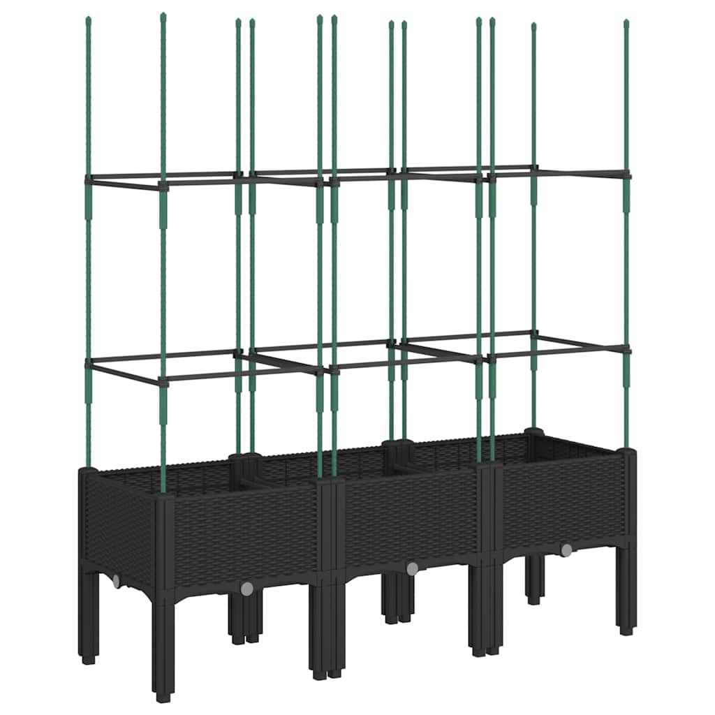 Vidaxx Pflanzgefäß mit Spalier 120x40x142,5 cm Polypropylen schwarz