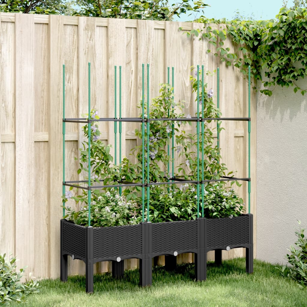 Vidaxl Planter s Latwerk 120x40x142.5 cm polypropen černé