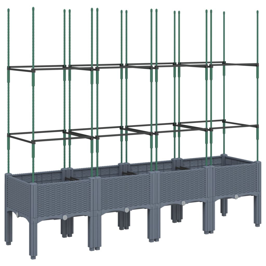 Vidaxl Planter med latwerk 160x40x142,5 cm polypropen grå