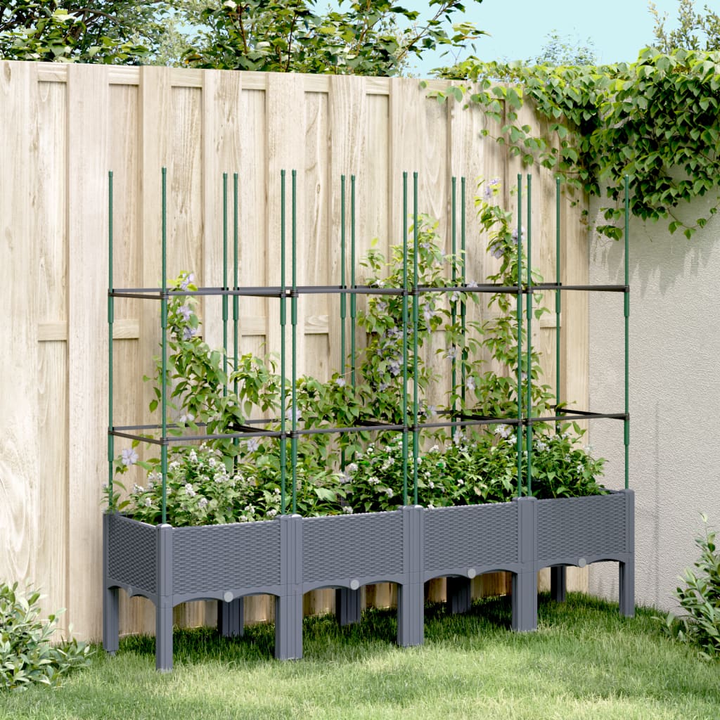 Plantera Vidaxl con Latwerk 160x40x142.5 cm Polypropene Gray