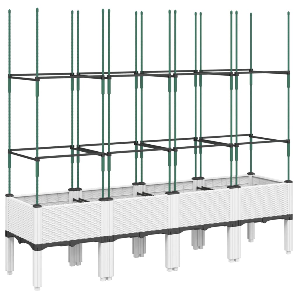 Vidaxl Planter med Latwerk 160x40x142,5 cm polypropen hvit