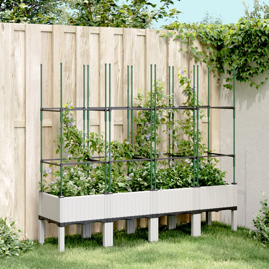 VidaXL Planter with Latwerk 160x40x142.5 cm Polypropene white