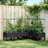 Plantador Vidaxl con Latwerk 160x120x142.5 cm de polipropeno negro