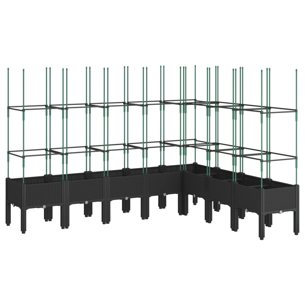 VidaXL Planter with Latwerk 200x160x142.5 cm Polypropene black