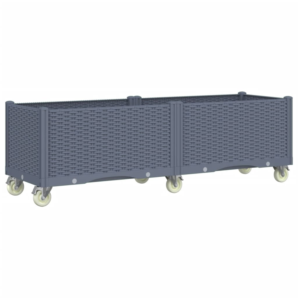 VidaXL Plantenbak met wielen 160x50x54 cm polypropeen grijs