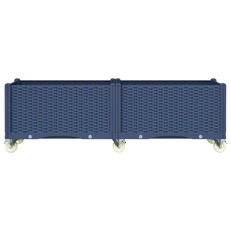 Vidaxx Pflanzgefäß mit Rädern 160x50x54 cm Polypropylen blaugrau