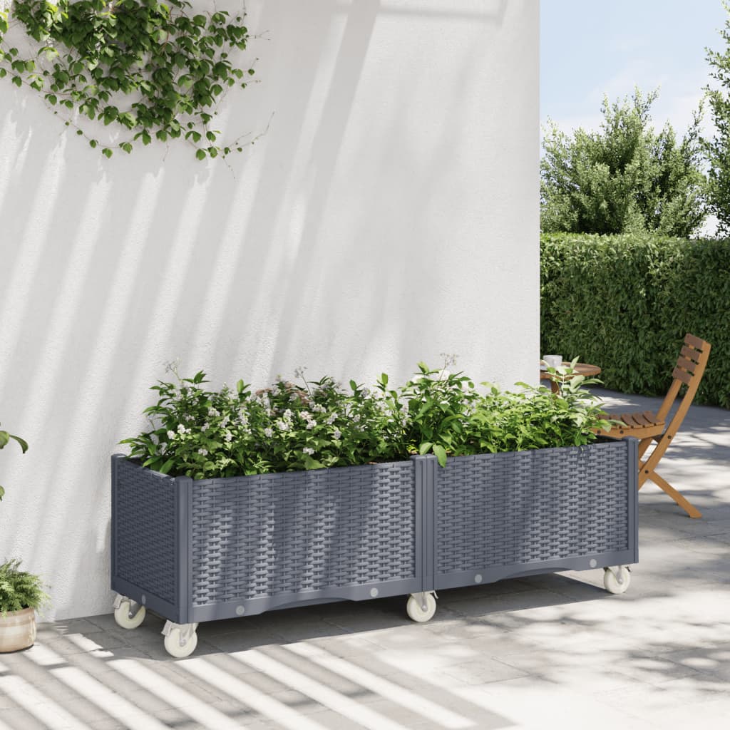 Plantador Vidaxl con ruedas 160x50x54 cm Polypropene Gray