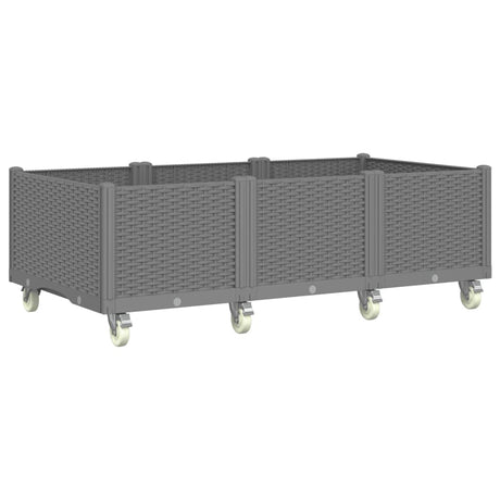 VidaXL Pflanzgefäß mit Rädern 150x80x54 cm Polypropylen hellgrau