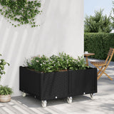 VidaXL Planter with wheels 100x80x54 cm Polypropene black